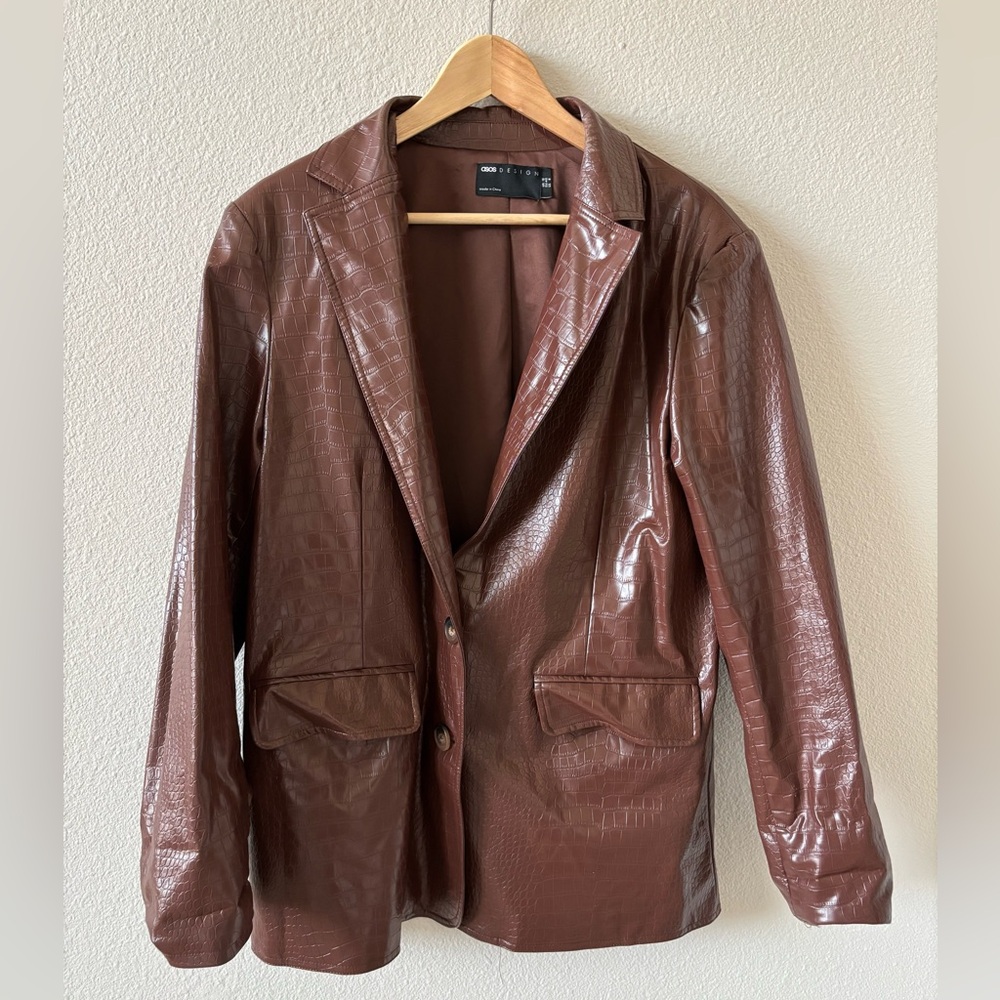 ASOS Faux Crocodile Leather Blazer